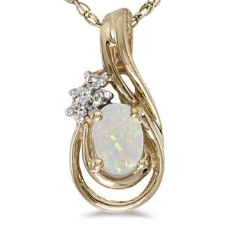 opal superjeweler 4ct teardrop 14k oval pendant diamond yellow gold
