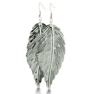 dangle lightweight tone leaf earrings silver