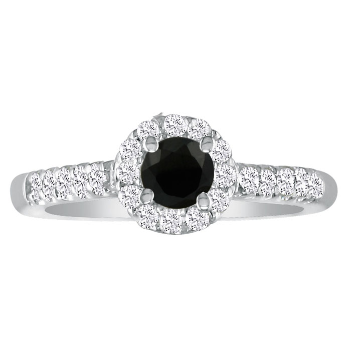 Hansa 2 3/4 Carat Black Diamond Round Engagement Ring In 14k White Gold (H-I, SI2-I1)