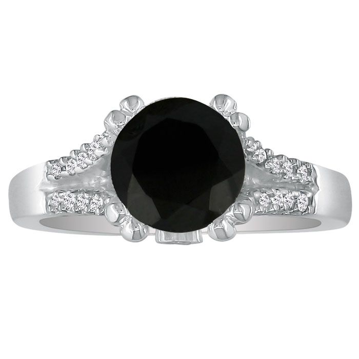 1.25 Carat Black Diamond Round Engagement Ring in 14k White Gold (, SI2-I1) by SuperJeweler