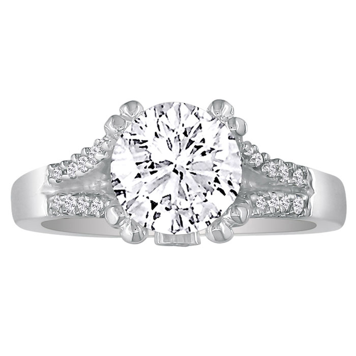 2/3 Carat Round Diamond Engagement Ring in 14k White Gold (, SI2-I1) by SuperJeweler