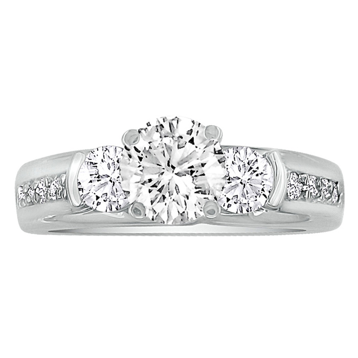 1.65 Carat Diamond Engagement Ring in 14K White Gold  1 Carat Cen