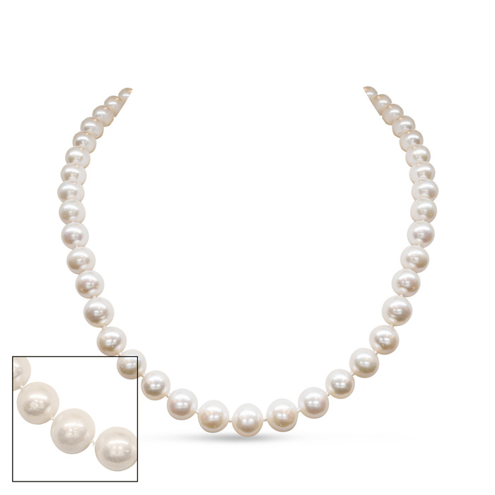 16 Inch 8mm AA Hand Knotted Pearl Necklace, 14K Yellow Gold Clasp by SuperJeweler