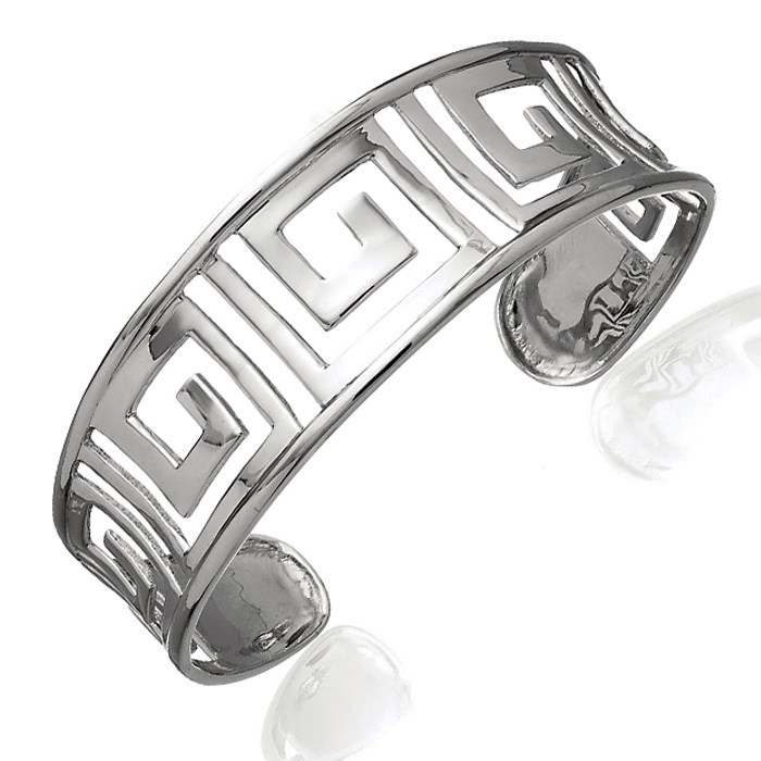 Greek Inspired Sterling Silver Bangle Bracelet, 7 Inches by SuperJeweler