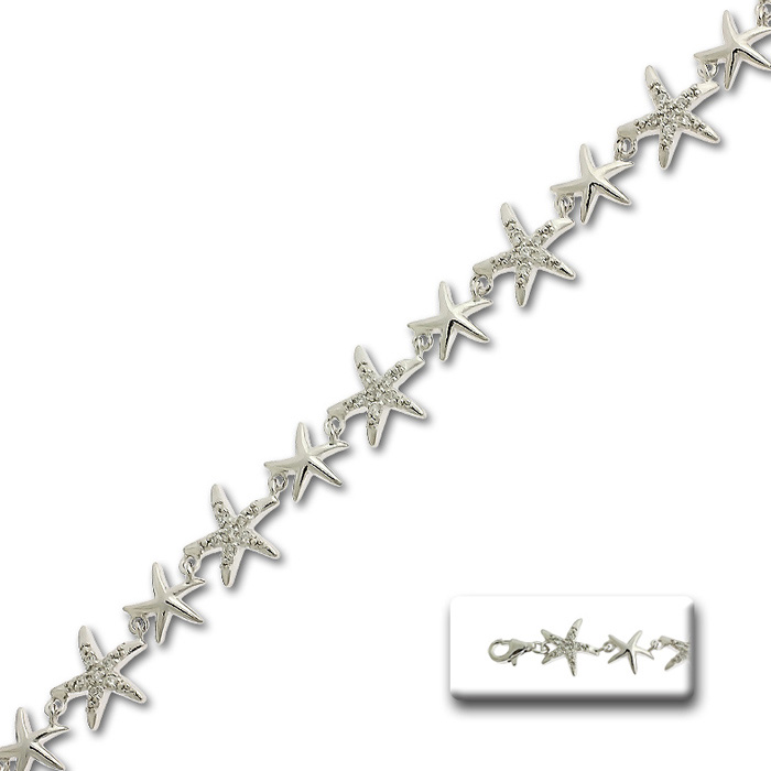 Starfish Cubic Zirconia Link Bracelet in Sterling Silver, 7 Inches by SuperJeweler