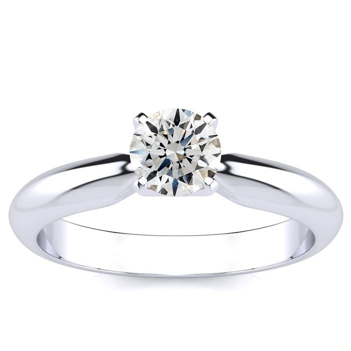 1/2 Carat Round Shape Diamond Solitaire Ring in Platinum (1 Color