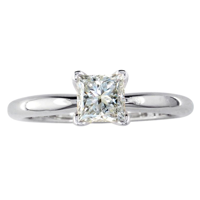 1/2 Carat Platinum Princess Cut Diamond Solitaire Engagement Ring (, SI2-I1) by SuperJeweler