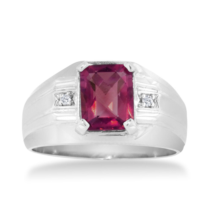 2 1/4 Carat Created Ruby & Diamond Men's Ring Crafted in Solid White Gold,  by SuperJeweler