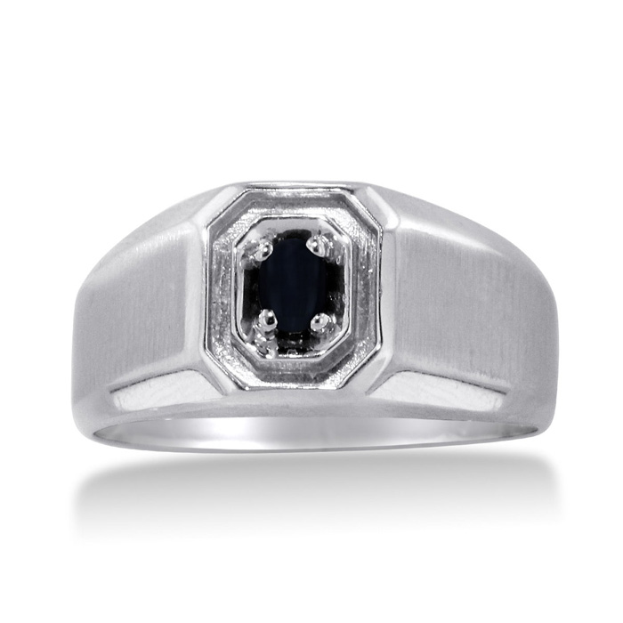 Oval Black Onyx Men's Ring Crafted in Solid White Gold by SuperJeweler