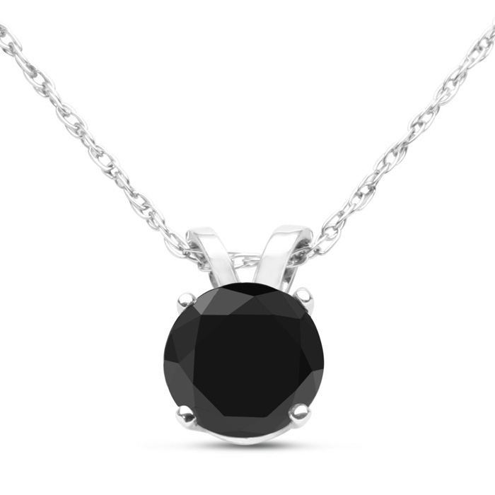 1/2 Carat Black Diamond Solitaire Pendant Necklace in Sterling Silver, 18 Inch Chain by SuperJeweler