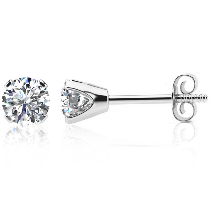 1 Carat Diamond Stud Earrings In 14 Karat White Gold