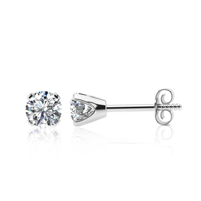 1 Carat Diamond Stud Earrings In 14K White Gold (H-I, I3 Clarity Enhanced) By SuperJeweler