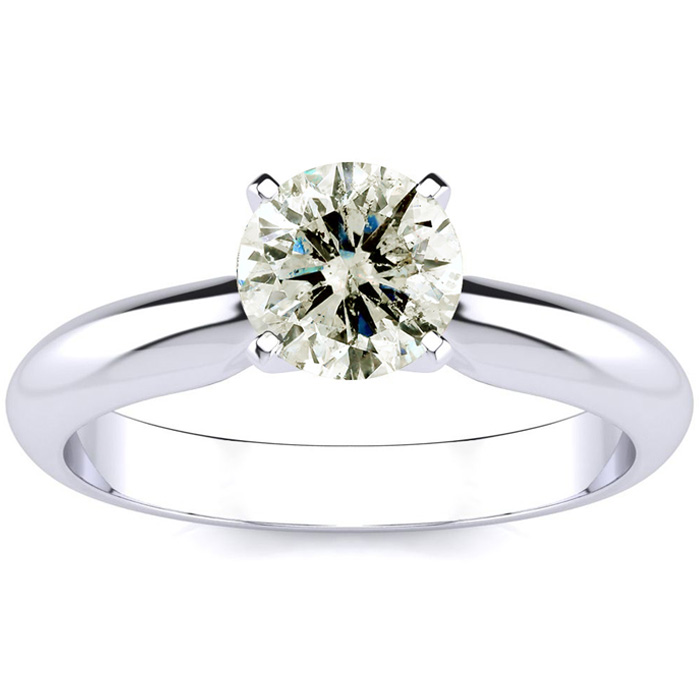 1 Carat Diamond Solitaire Engagement Ring in 14K White Gold (1.5 g) (,  Clarity Enhanced) by SuperJeweler