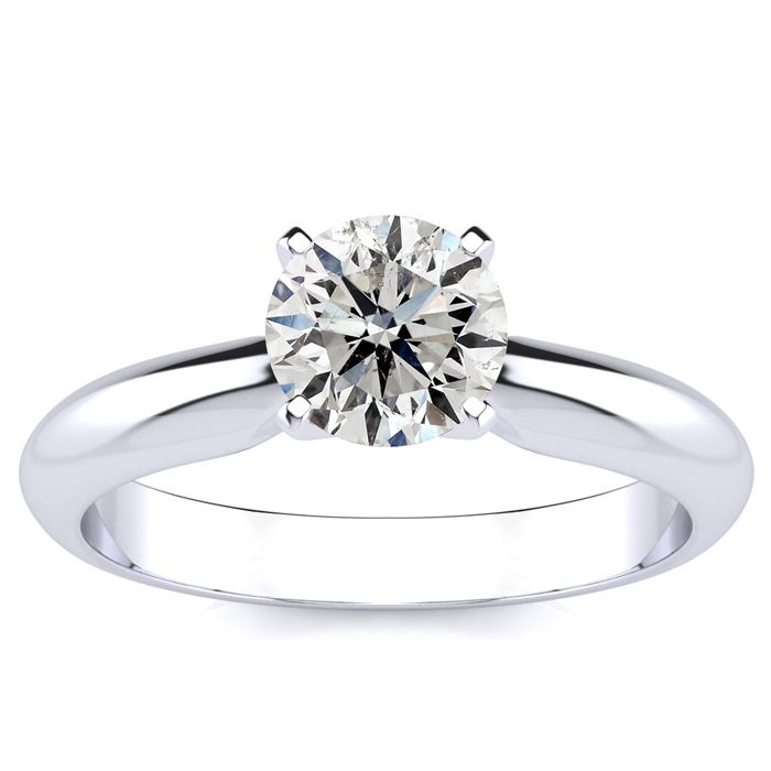 1 Carat Diamond Solitaire Engagement Ring in 14K White Gold (, I1-I2 Clarity Enhanced) by SuperJeweler