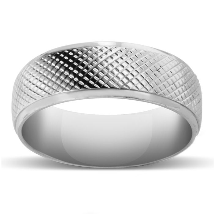 8 MM Brushed Finish Saw-Tooth Men's Titanium Ring Wedding Band by SuperJeweler