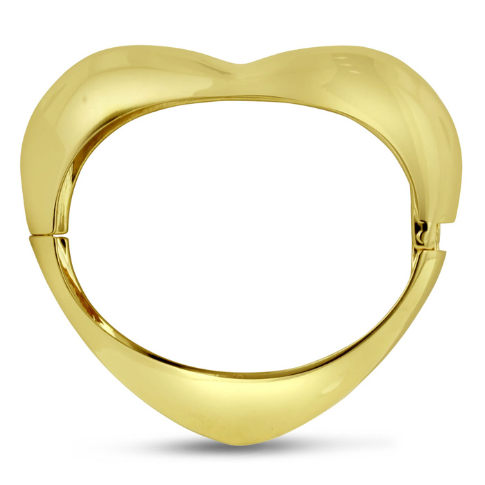 Gold Heart Bangle Bracelet, 7 Inch by Passiana