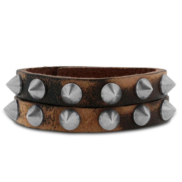 Men's Rockstar Studded Split Strand Leather Bracelet