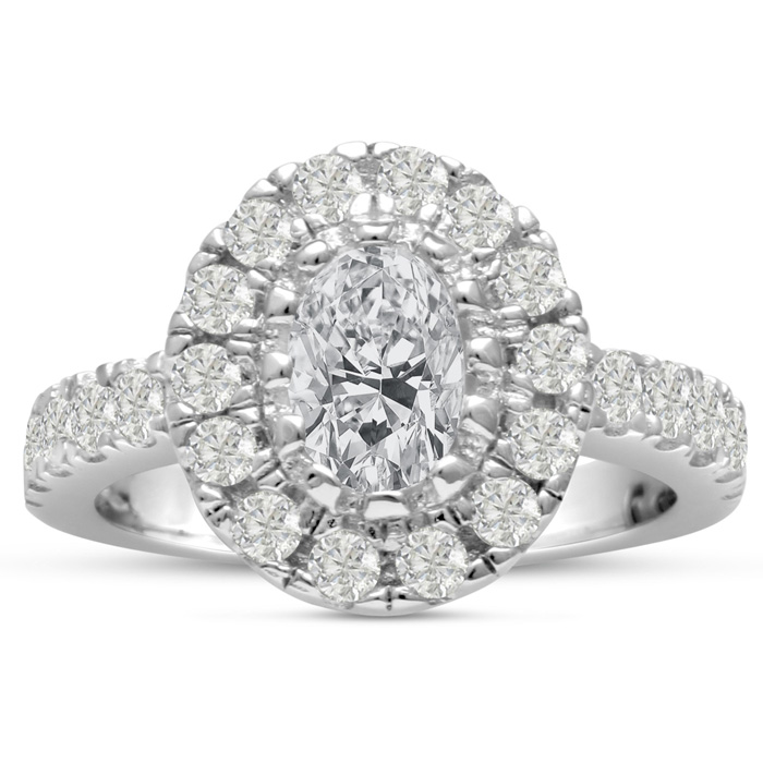 1.5 Carat Oval Shape Diamond Engagement Ring in 14K White Gold (6.9 g) (, I1-I2 Clarity Enhanced) by SuperJeweler