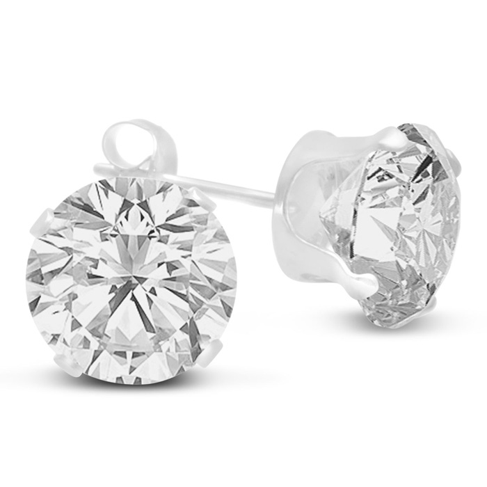4 Carat Diamond Size Cubic Zirconia Stud Earrings Sterling Silver by SuperJeweler