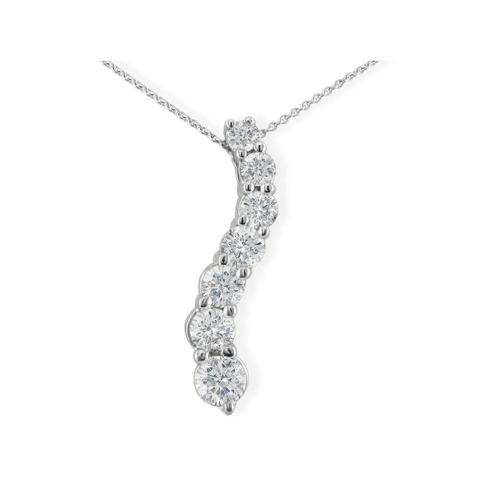 1 Carat Curve Style Journey Diamond Pendant Necklace in 14k White Gold (4 g), G/H Color S3, 18 Inch Chain by SuperJeweler
