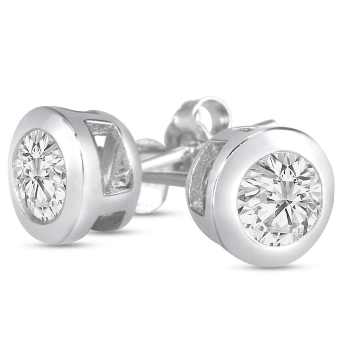 1 Carat Cubic Zirconia Stud Earrings Crafted in Solid Sterling Silver by SuperJeweler