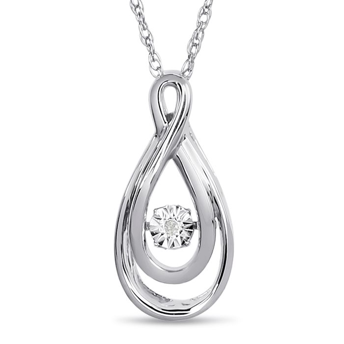 Shimmering Stars Diamond Teardrop Necklace, , 18 Inch Chain in Sterling Silver by SuperJeweler