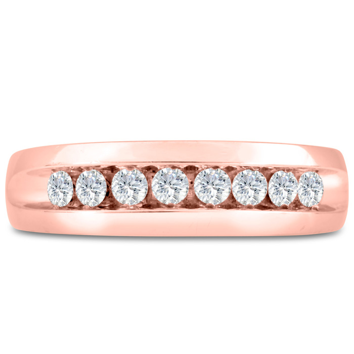 Men's 1/2 Carat Diamond Wedding Band in Rose Gold, G-H Color, , 6.57mm Wide by SuperJeweler