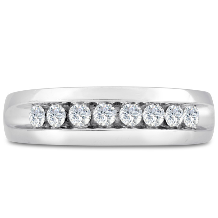 Men's 1/2 Carat Diamond Wedding Band in White Gold, G-H Color, , 6.57mm Wide by SuperJeweler