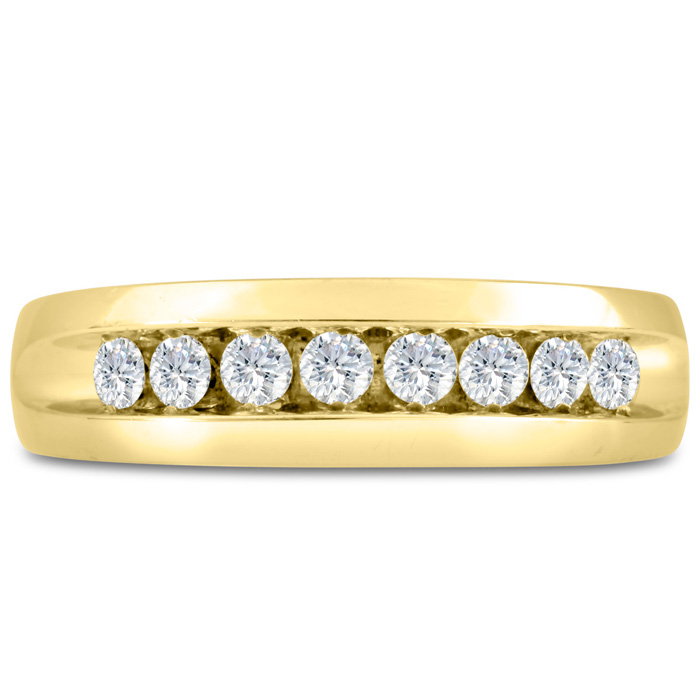 Men's 1/2 Carat Diamond Wedding Band in Yellow Gold, G-H Color, , 6.57mm Wide by SuperJeweler