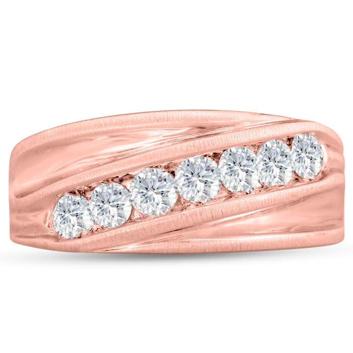 Men's 1 Carat Diamond Wedding Band in Rose Gold, -K, I1-I2, 9.64mm Wide by SuperJeweler