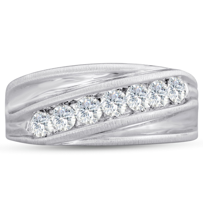 Men's 1 Carat Diamond Wedding Band in White Gold, G-H Color, , 9.64mm Wide by SuperJeweler