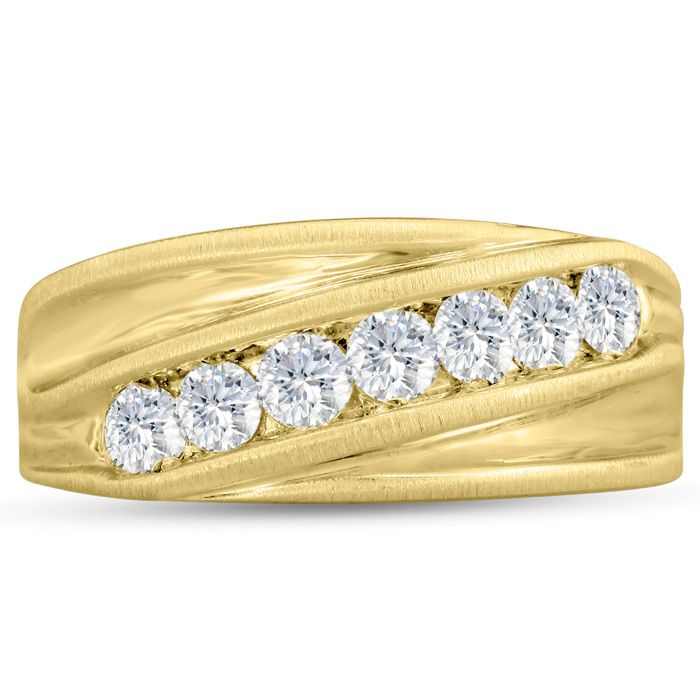 Men's 1 Carat Diamond Wedding Band in Yellow Gold, -K, I1-I2, 9.64mm Wide by SuperJeweler