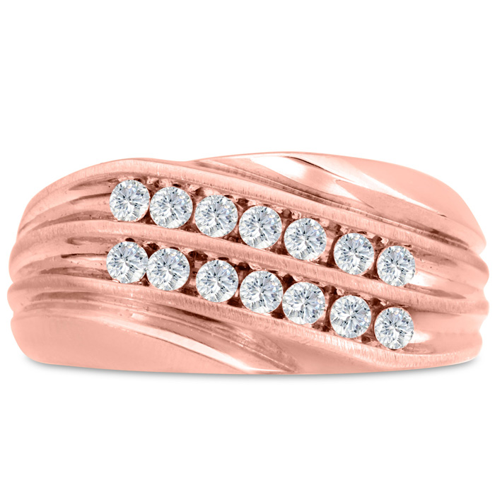 Men's 1/2 Carat Diamond Wedding Band in Rose Gold, G-H Color, , 10.76mm Wide by SuperJeweler