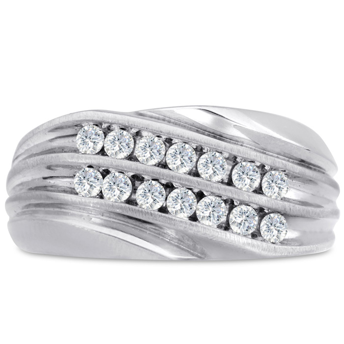 Men's 1/2 Carat Diamond Wedding Band in White Gold, G-H Color, , 10.76mm Wide by SuperJeweler