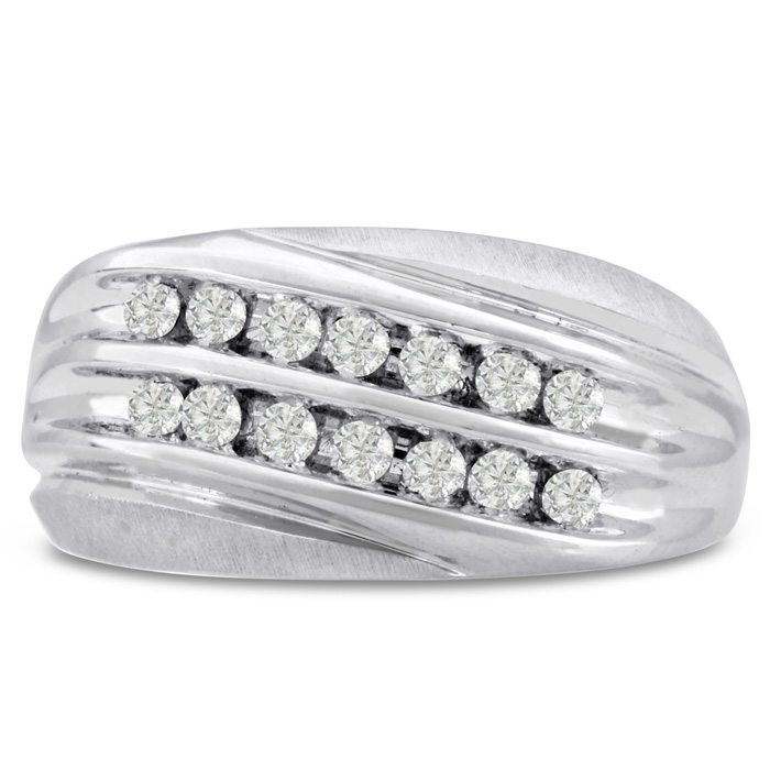 Men's 1/2 Carat Diamond Wedding Band in White Gold, G-H Color, , 10.90mm Wide by SuperJeweler