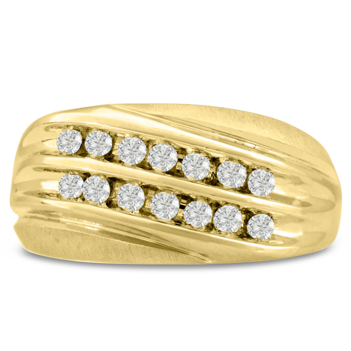 Men's 1/2 Carat Diamond Wedding Band in Yellow Gold, G-H Color, , 10.90mm Wide by SuperJeweler