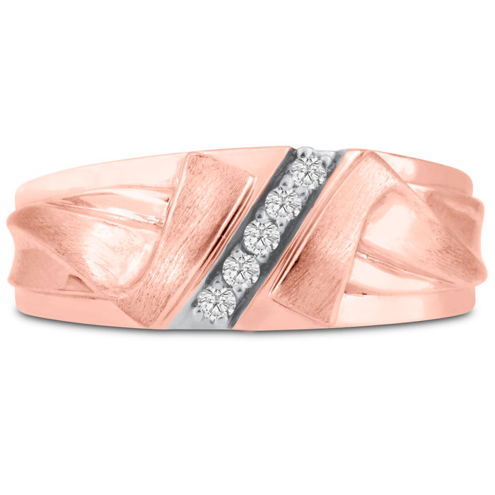 Men's 1/10 Carat Diamond Wedding Band in Rose Gold, G-H Color, , 8.60mm Wide by SuperJeweler