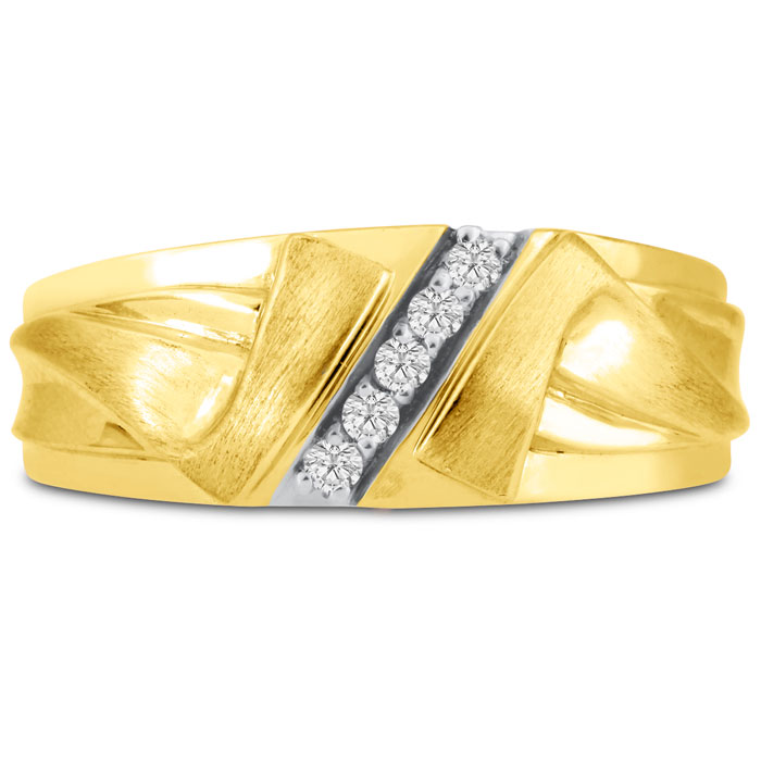 Men's 1/10 Carat Diamond Wedding Band in Yellow Gold, G-H Color, , 8.60mm Wide by SuperJeweler