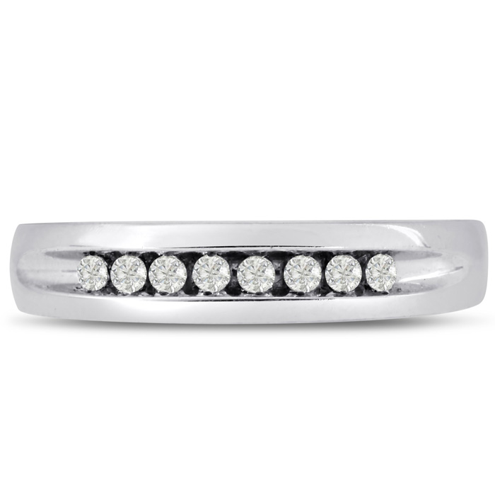 Men's 1/4 Carat Diamond Wedding Band in White Gold, -K, I1-I2, 4.78mm Wide by SuperJeweler