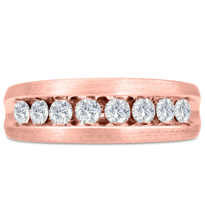 Men's 1 Carat Diamond Wedding Band in Rose Gold, G-H Color, , 7.52mm Wide by SuperJeweler