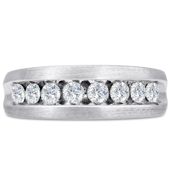 Men's 1 Carat Diamond Wedding Band in White Gold, G-H Color, , 7.52mm Wide by SuperJeweler