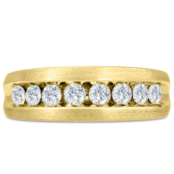 Men's 1 Carat Diamond Wedding Band in Yellow Gold, -K, I1-I2, 7.52mm Wide by SuperJeweler