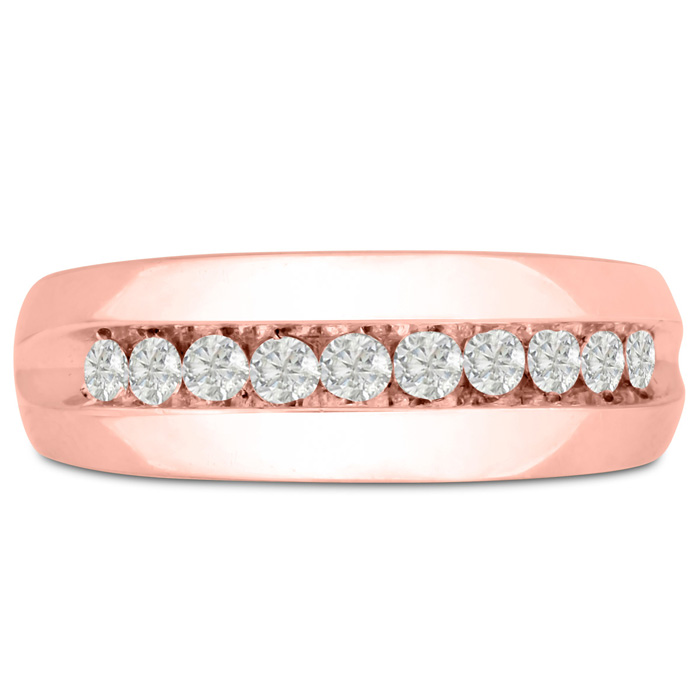 Men's 1/2 Carat Diamond Wedding Band in Rose Gold, G-H Color, , 7.80mm Wide by SuperJeweler