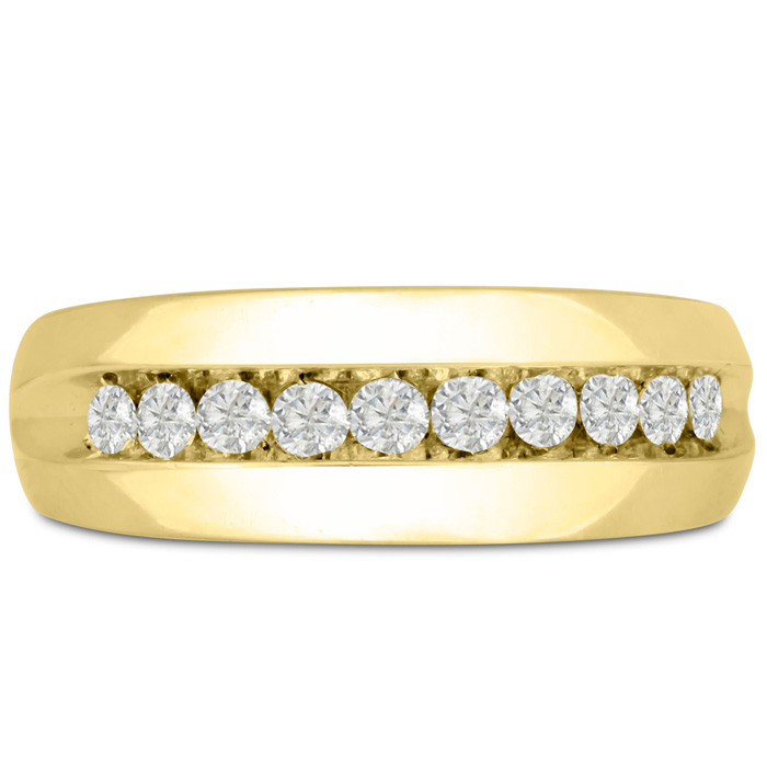 Men's 1/2 Carat Diamond Wedding Band in Yellow Gold, G-H Color, , 7.80mm Wide by SuperJeweler