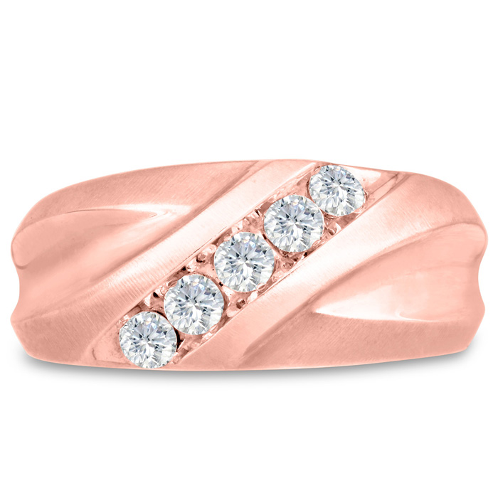 Men's 1/2 Carat Diamond Wedding Band in Rose Gold, G-H Color, , 10.34mm Wide by SuperJeweler