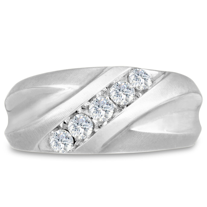 Men's 1/2 Carat Diamond Wedding Band in White Gold, G-H Color, , 10.34mm Wide by SuperJeweler