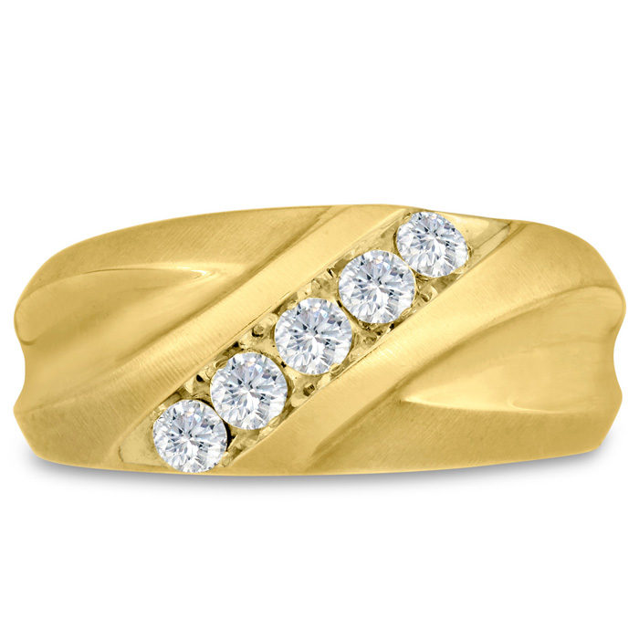 Men's 1/2 Carat Diamond Wedding Band in Yellow Gold, G-H Color, , 10.34mm Wide by SuperJeweler