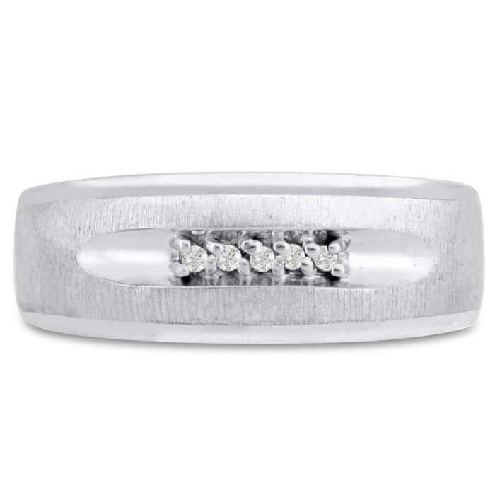 Men's 1/10 Carat Diamond Wedding Band in White Gold, G-H Color, , 8.36mm Wide by SuperJeweler