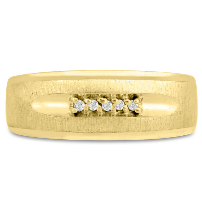 Men's 1/10 Carat Diamond Wedding Band in Yellow Gold, G-H Color, , 8.36mm Wide by SuperJeweler