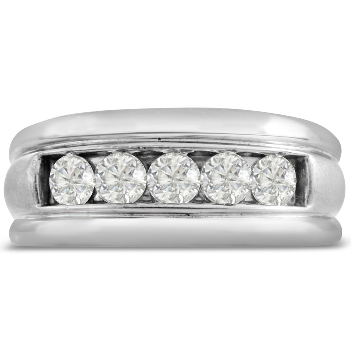 Men's 1 Carat Diamond Wedding Band in White Gold, G-H Color, , 9.65mm Wide by SuperJeweler